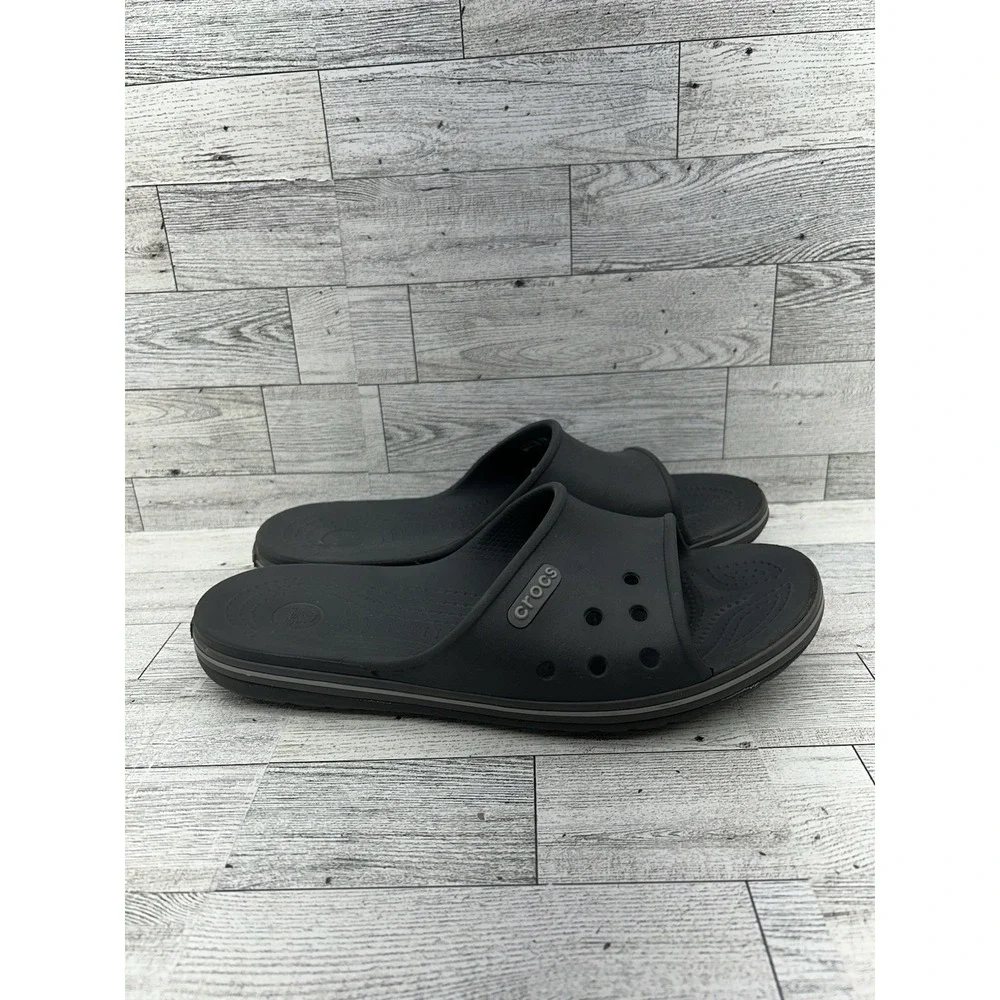 Crocs‎ Crocband II Slides Flip Flops Sandals Slides Black Size Mens 8/Womens 10